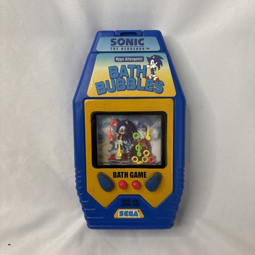 Vtg Sonic The Hedgehog Bath Bubbles Handheld Game SEGA 10 Oz Blue‎ Used